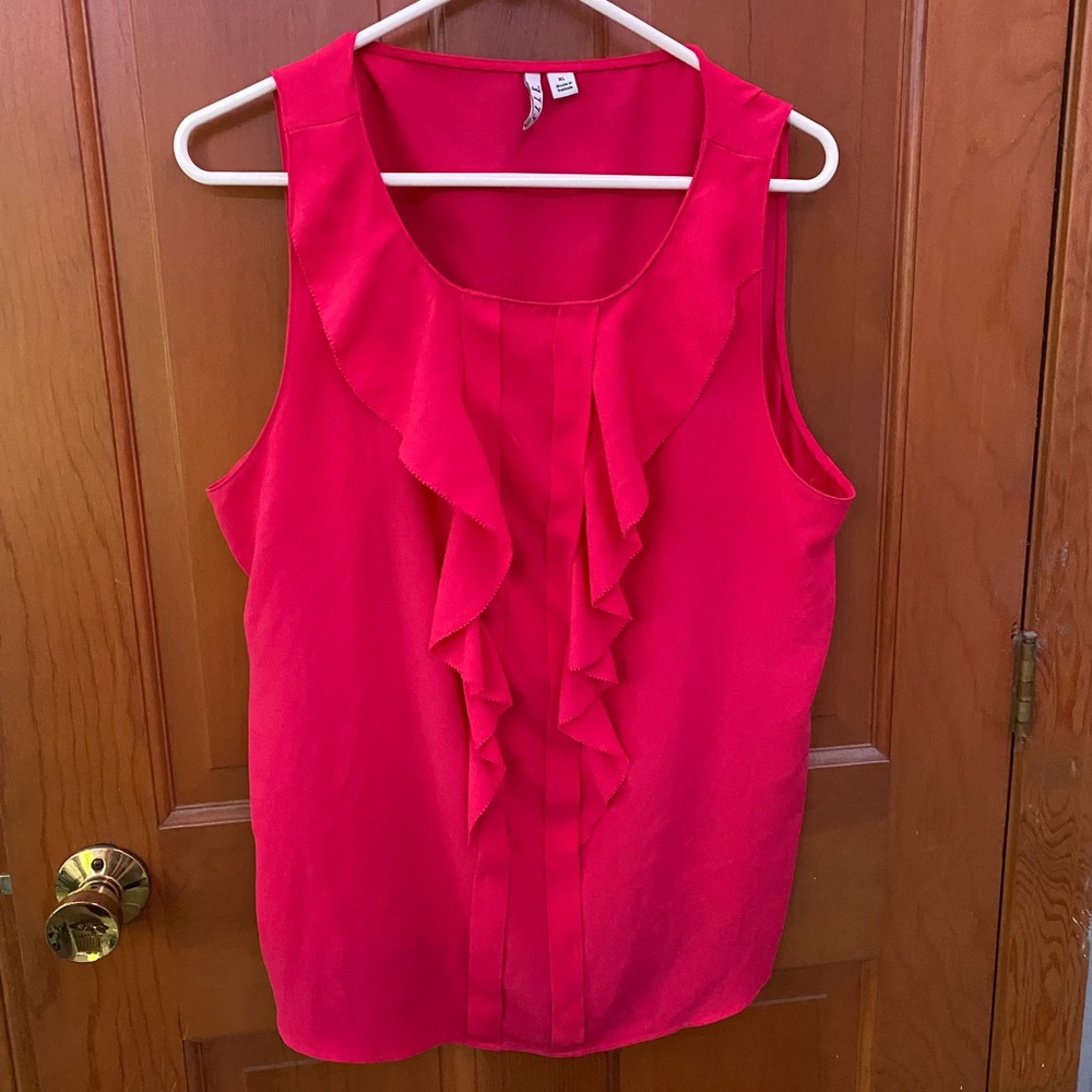 Elle size XL pink sleeveless ruffle tank top